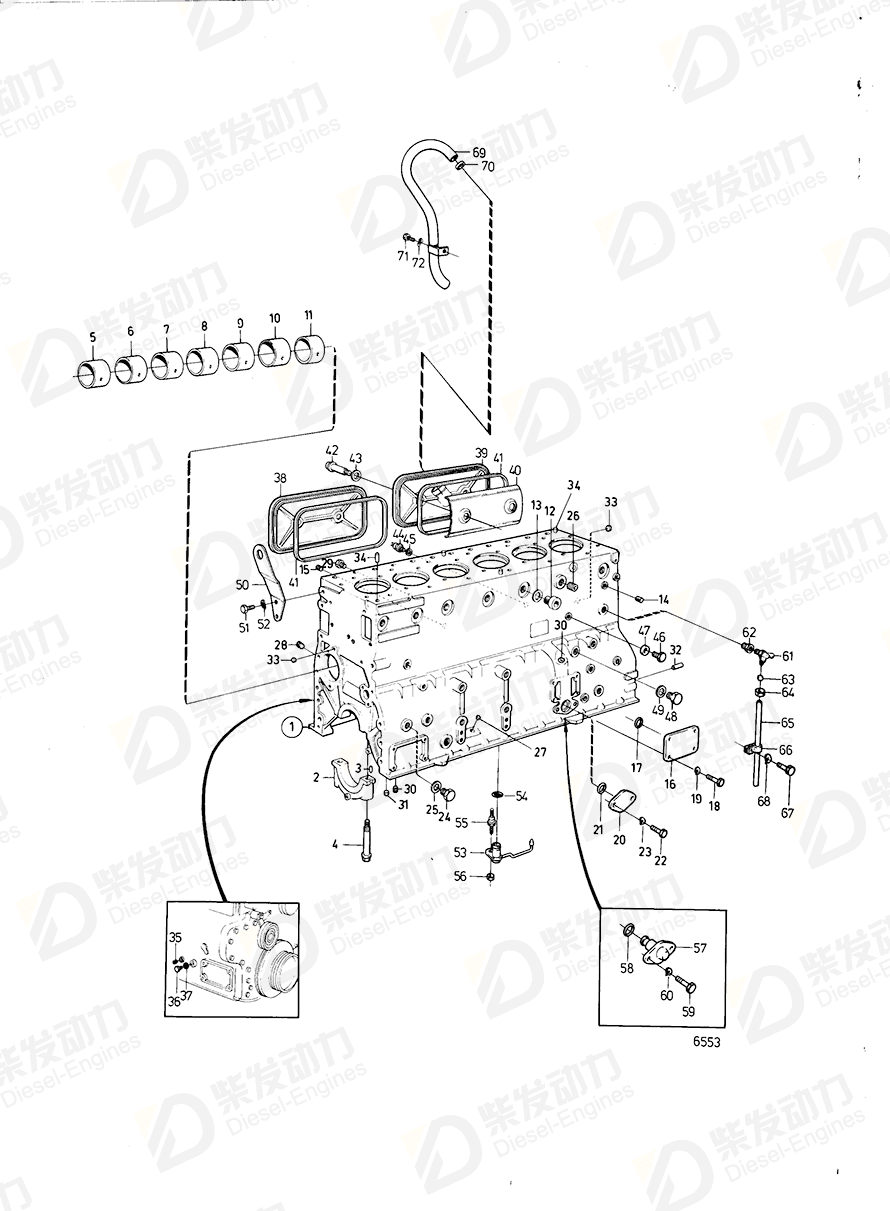 volvo penta Cylinder block 466830 Drawing volvo penta Cylinder block 466830 Drawing